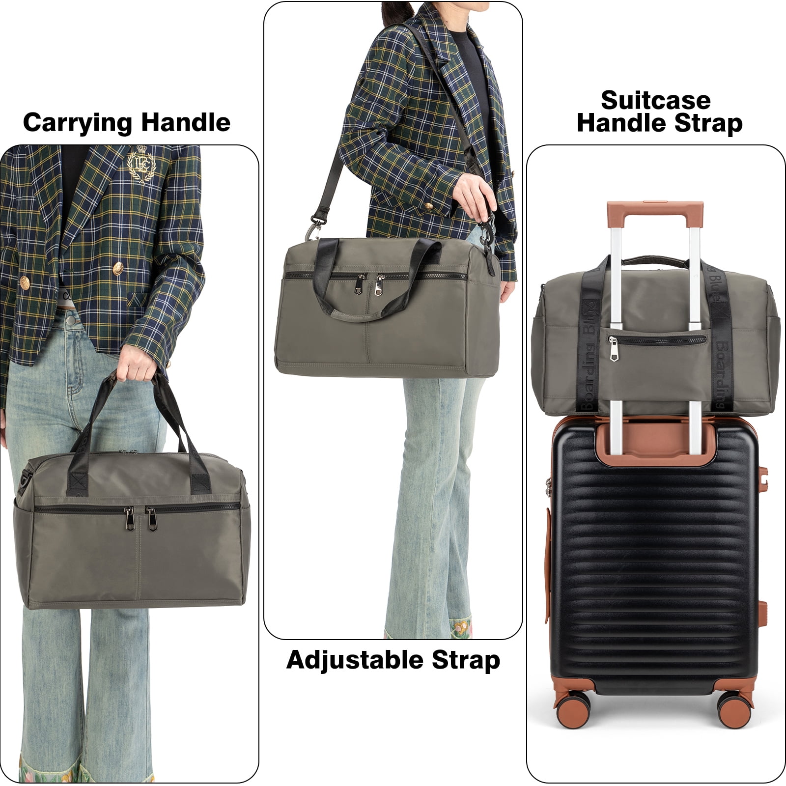 For United Airline 17x10x9 Inches Personal Item Underseat Travel duffle bag, ports Tote Gym Bag,Shoulder Weekender Overnight Bag (Grey)