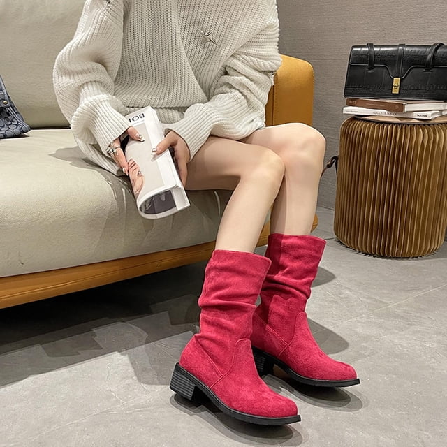 LSLJS Bottes d'Hiver pour Femmes Chaussures à Talon Bas Confortables Extérieur Antidérapantes Bottes d'Extérieur, Bottes Plates pour Femmes, Bottes pour Femmes