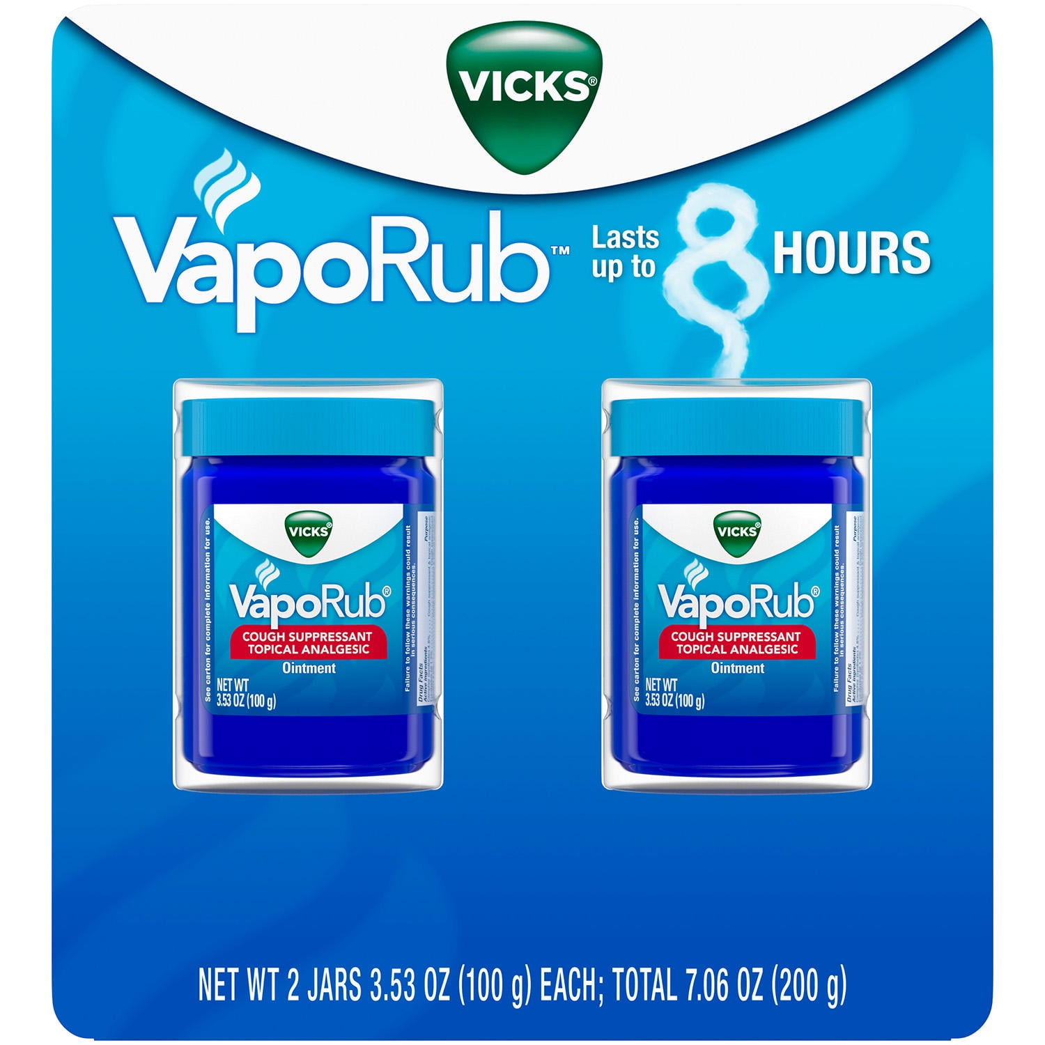 Vicks Vaporub Cough Suppressant Topical Analgesic Ointment Twin Pack (7.06 Oz.)