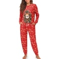 thumbnail image 4 of DISNIMO Women's Pajama Sets Deer Leaf Printed Christmas Sleepwear Long Sleeve 2 Piece Lounge Sets Crew Neck Pullover Top with Long Pant, Available in Plus Size, M, 4 of 7