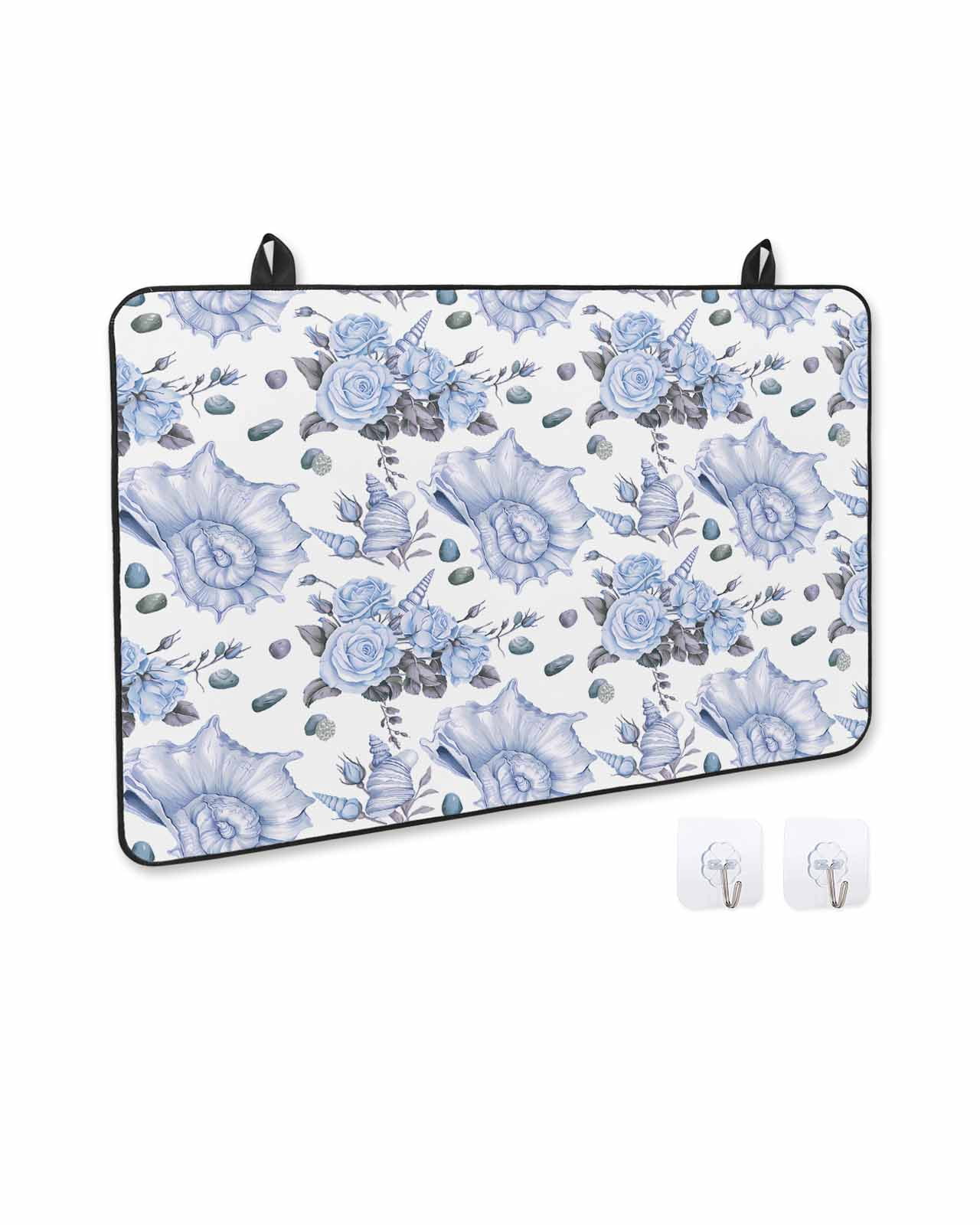 nqOlkjepod Large Induction Cooktop Protector Mat 36"x21", Purple Spring Floral Stove Top Covers for Electric Stove, Watercolor Roses Pastoral Stove Burner Cover Mats, Glass Top Stove Cover