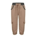 thumbnail image 4 of Erwazi Women's Jogger Cargo Capris Solid High Waisted Drawstring 3/4 Length Pants with Pockets, 4 of 5