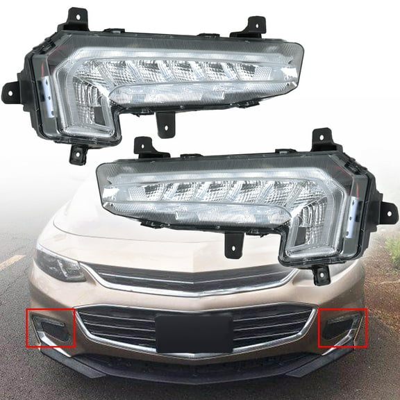 SEBLAFF 2Pcs LED Fog Light Assembly Daytime Running Lights Left and Right Side Replacement for 2016-2018 Malibu