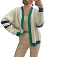 thumbnail image 4 of Cardigan Tricoté pour Femmes Automne Hiver Mode Rayé Chandail Ample Doux Confortable Décontracté Manches Longues, 4 of 5