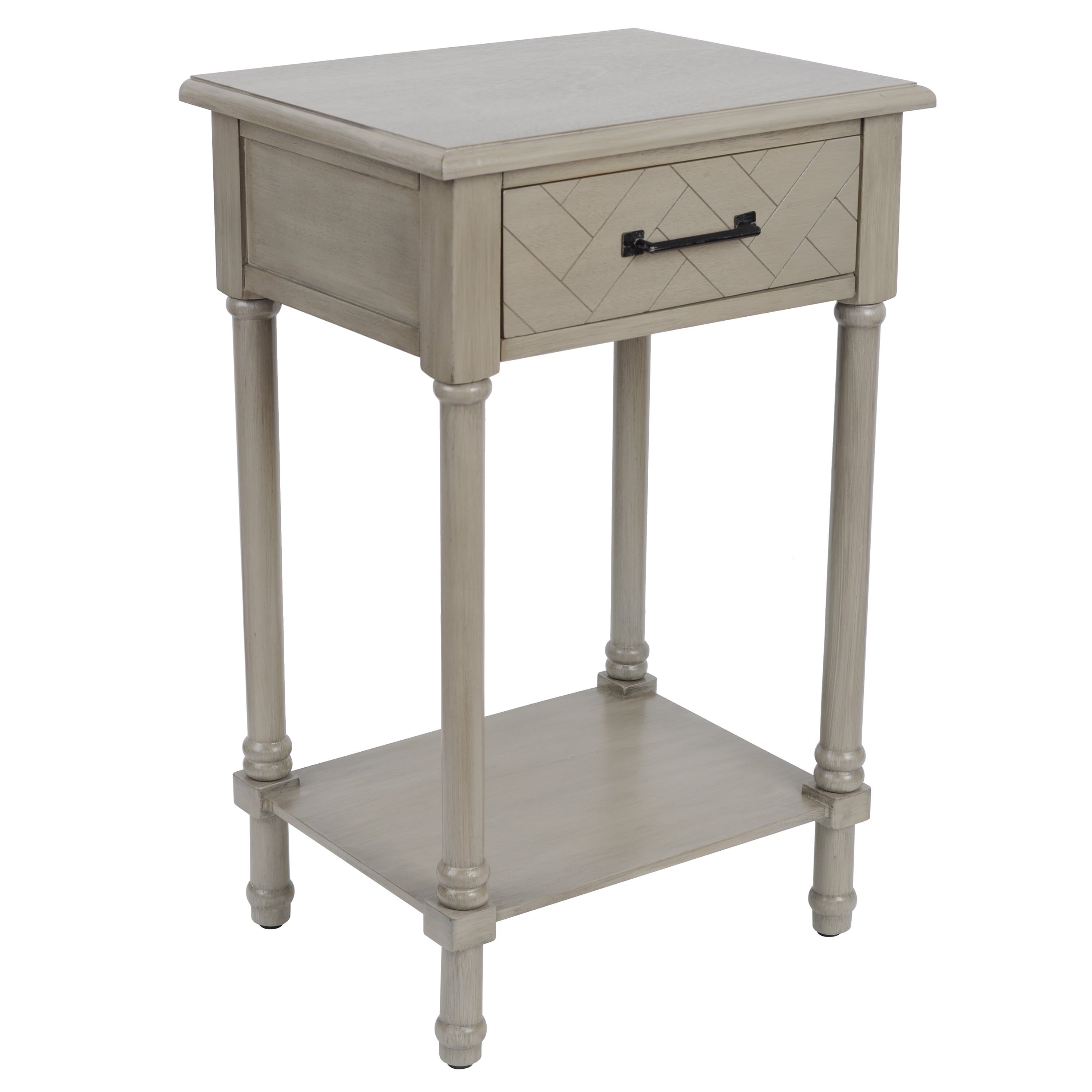 Decor Therapy Farmhouse Wood with 1 Drawer and Shelf Side Table, Cream