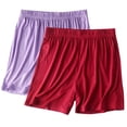 thumbnail image 2 of KyCheLot Women's 2 Pack Home Shorts Classic Solid Color Elastic Waist Thin Strecthy Comfy Sleep Short Pants, 2 of 3