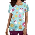 thumbnail image 1 of LSLJS Hauts à Manches Courtes Col en V pour Femmes Uniforme Easter Imprimé Poches Blouse Infirmière, Easter Blouses Médicales Femmes Grande Taille, 1 of 4
