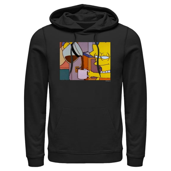Men's The Simpsons Lisa Coffee  Pull Over Hoodie Black Large