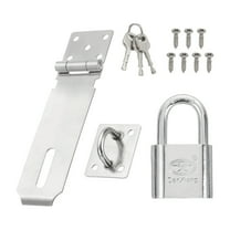 Padlock Hasp Set, 5 Inch Stainless Steel Door Lock Latch Padlock with Keys and Screws Security Door Clasp Hasp for Outdoor Gate Cabinet Storage, Silver