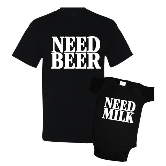 Need Beer and Need Milk Matching Father Son Shirts
