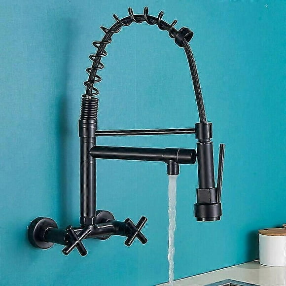 Black kitchen faucet wall mounted kitchen faucet sink faucet with sprayer