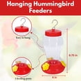 thumbnail image 2 of Plastic Hanging Hummingbird Feeders Birds Water Dispensers Transparent Feeding Stations Ports Easy Cleaning Filling Containers for Outside Home Outdoor Garden Patio Gift Decoration Supplies Pack of 2, 2 of 7