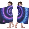 thumbnail image 4 of Blue Purple Tie Dye Mandala Pattern Hooded Bath Towel，60"x35" for Ages 3 To 12 Kids, Quick Dry Lightweight Soft Microfiber Hood Beach Towel Cover Up for Kids, 4 of 7