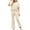Beige, variant on Women 2 Piece Lounge Sets Half Sleeve Button Down Shirt with Flare Pants Beach Vacation Solid Color Matching Set
