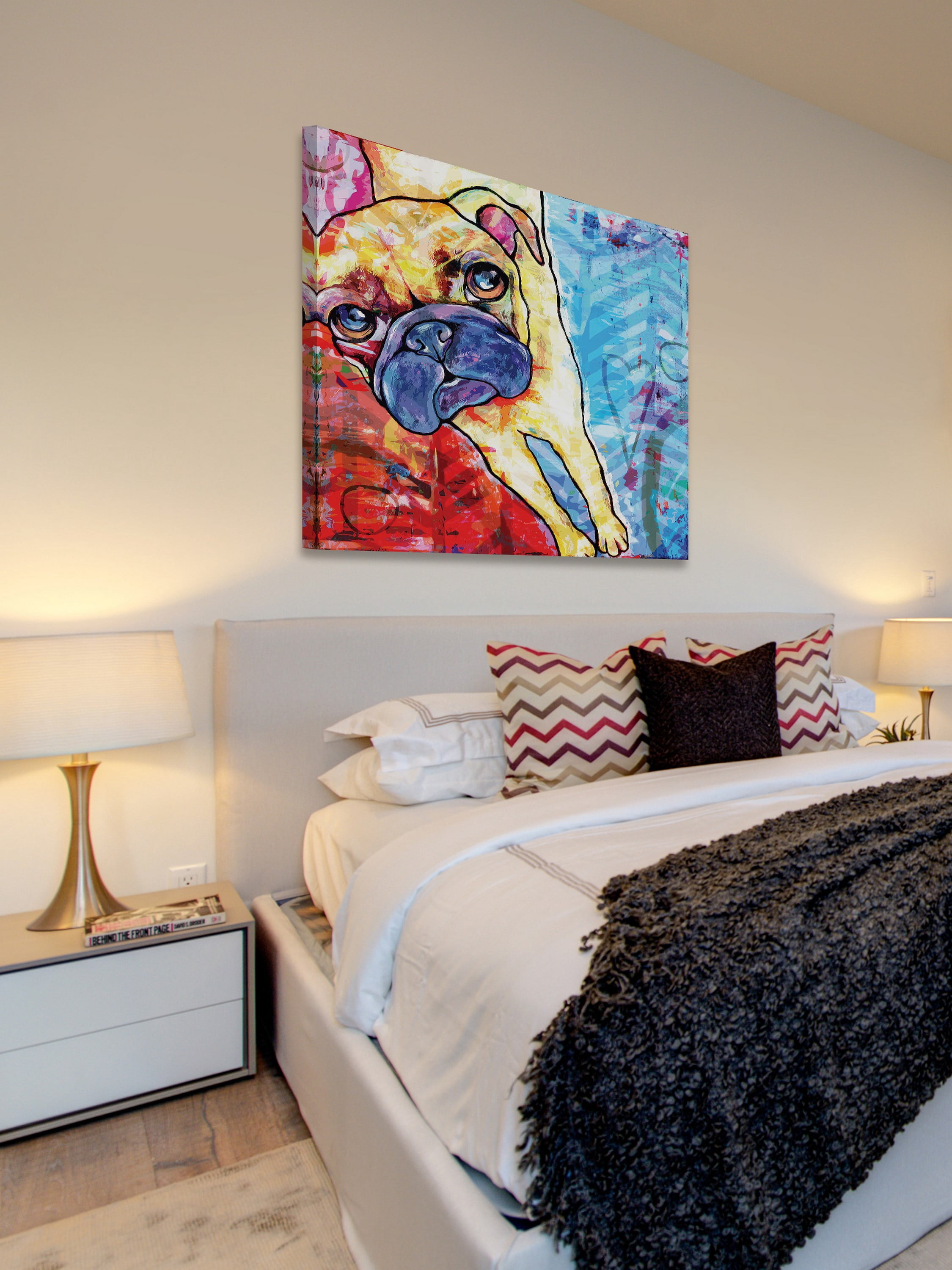 "Pug Pop Art" Painting Print on Wrapped Canvas