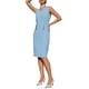 thumbnail image 4 of Vestido lápiz de longitud a la rodilla para mujer sin mangas con escote en V, vestido ceñido de verano 2025 para oficina, talla 2XL, azul cielo, 4 of 5