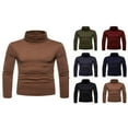 thumbnail image 1 of Chandail à Col Roulé pour Homme, Décontracté, Basique, Coupe Ajustée, Léger, Manches Longues, T-Shirt, Gris Foncé, TTG, 1 of 5