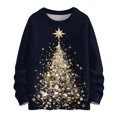 thumbnail image 3 of Women's Casual Long Sleeve Woolen Christmas Sweatshirt Fall Vacation Long Sleeve Pullover for Fall and Winter, Festive and Comfortable, Ideal as Christmas Sweaters for Women ,Black,L, 3 of 5
