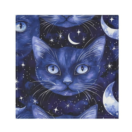 

Napkin Satin Napkin 20*20Inchx6 Kitchen Towel Dinner Plate Towel Decorative Towel Napkin Tea Towel Suitable For Kitchen Table Moonlight Cat