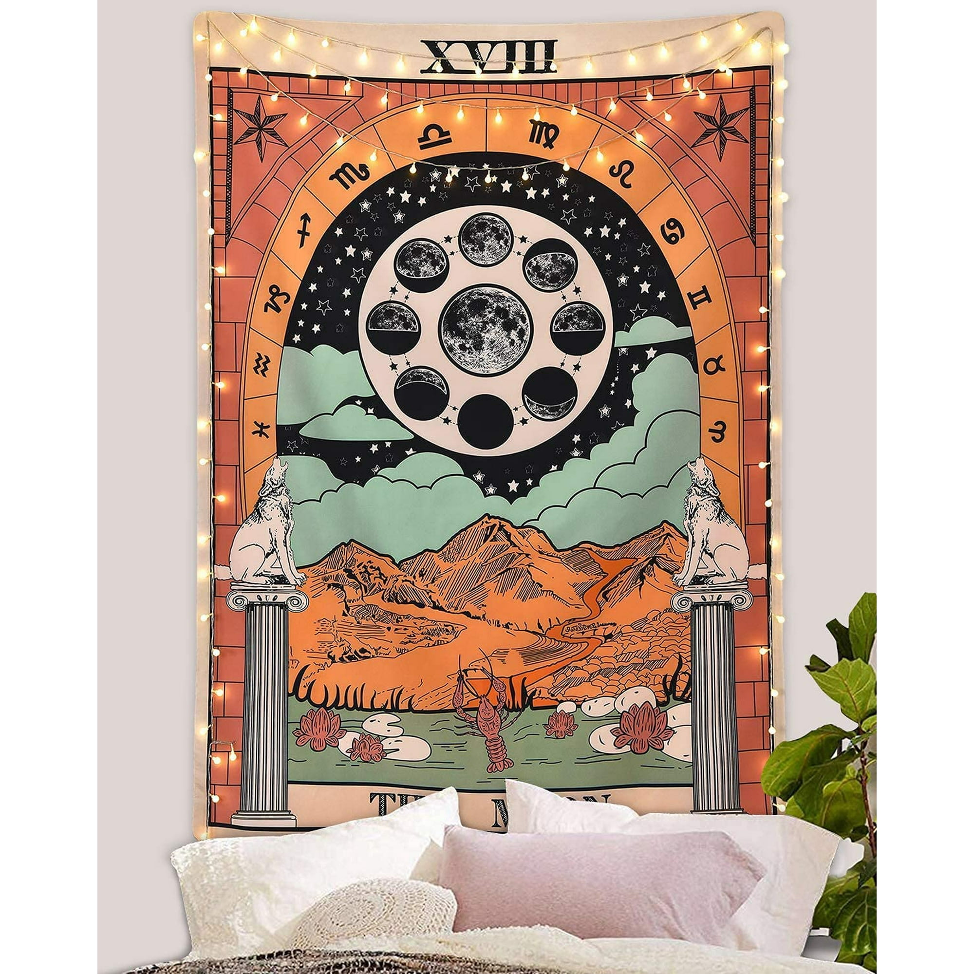 KSCD Tarot Tapestry The Moon Tapestry The Star Tapestry Moon Tarot Tapestry Medieval Europe Divination Tapestry Wall Hanging Mysterious Tapestries for Room Walmart
