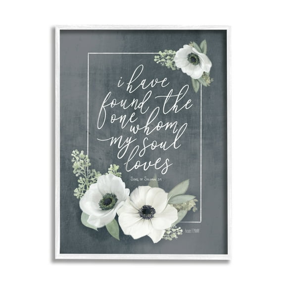 Stupell Industries Whom My Soul Loves 3:4 Rustic White Poppy Florals, 24 x 30, Designed by House Fenway