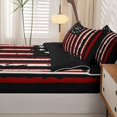 thumbnail image 5 of Manfei Red White Black Stripes Zipper Twin Comforter Sets with Fitted Sheet and 2 Pillowcases,Grunge Us Flag Zipper Bedding Set,Red Black,Black Reversible,4pcs, 5 of 8