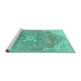 thumbnail image 2 of Ahgly Company Machine Washable Indoor Square Medallion Turquoise Blue Traditional Area Rugs, 4' Square, 2 of 4