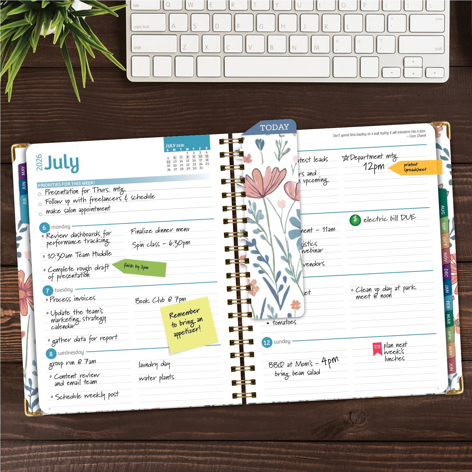 Excello Brands Hardcover AY 2026-2027 Fashion Planner - 8.5"x11" (Colorful Botanicals)