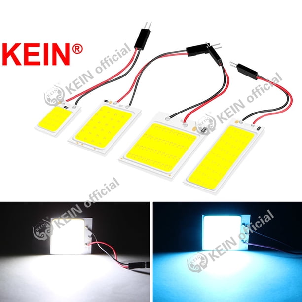 KEIN Luz Interior Del Coche T10 Led COB Sala De La Lámpara Festoon C5W C10W T10 W5W BA9S T4W Luces De 12V Mapa De Cúpula Panel Blanco Cristal Azul