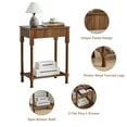 thumbnail image 3 of Wirrytor Fluted Nightstand with Charging Station, Retro Narrow Side Table with Drawer and Shelf, Space Saving End Table for Bedroom and Living Room, Walnut, 3 of 7