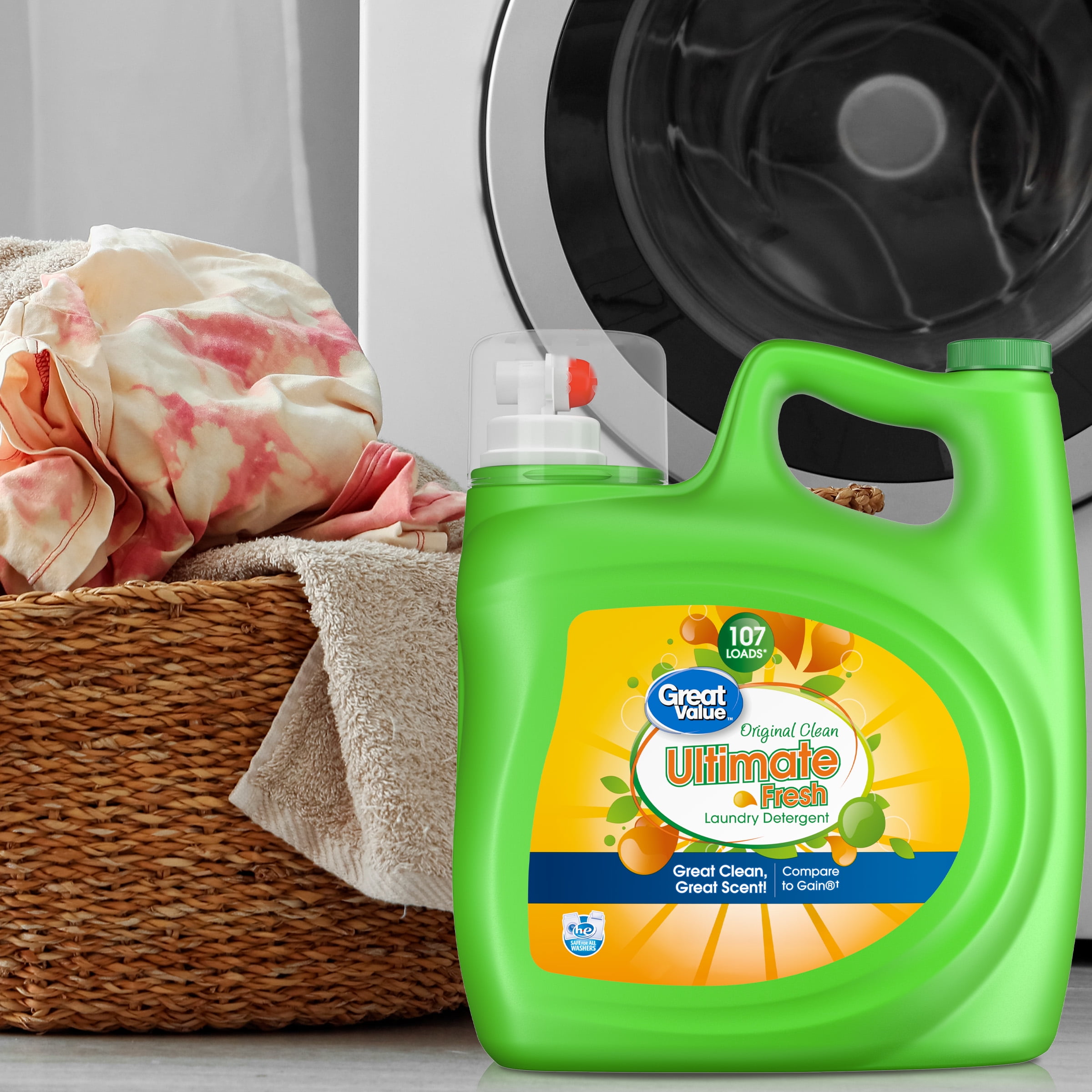 (4 pack) Great Value Ultimate Fresh Laundry Detergent, Original Clean, 154 fl oz, 107 Loads