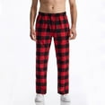 thumbnail image 5 of Men's Plaid Casual Pants Soft Elastic Waist Trousers Fabric Straight Leg Pants Drawstring and Pockets, 5 of 5