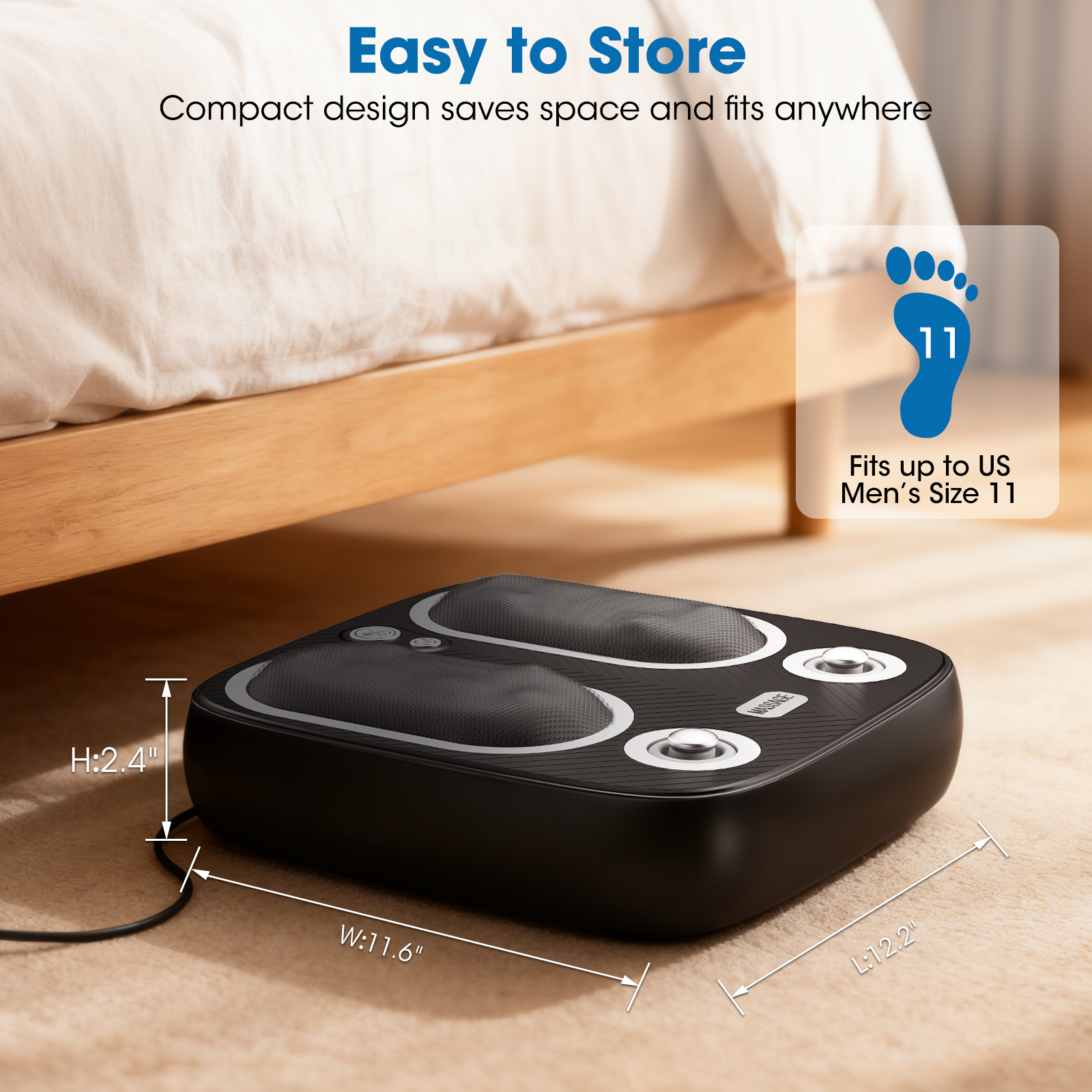 Foot Massager Machine with Heat, Shiatsu Deep Kneading Foot Massager, Compression, 3 Massage Modes, Auto-Off Timers, Gifts for Women Men