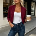 thumbnail image 4 of QIYAGBSA Women Cropped Cardigan Open Front Long Sleeve Relaxed Fit Casual Shrug Top (Wine, M), 4 of 6