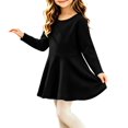 thumbnail image 4 of Fesfesfes Baby Girls Long Sleeve Ruffle Hem Dress Round Neck Soft Cotton Blend Casual Outfit for Fall Spring Daily Wear Ages 3 Months-3 Years, 4 of 5