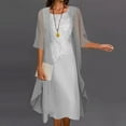 thumbnail image 2 of JURANMO Womens Dresses Two Piece Summer Sets Elegant Wedding Guest Dresses with Flowy Chiffon Cardigan Casual Midi Dress Vacation Baech Outfits Gray XXXXL Back Packs Sales for School, 2 of 7