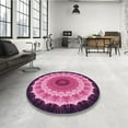 thumbnail image 3 of Ahgly Company Indoor Round Patterned Dark Hot Pink Area Rugs, 4' Round, 3 of 6