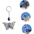 thumbnail image 4 of 5Pcs Key Chains for Car Key, Butterfly Keychain, Vintage Durable Metal Lucky Evil Eye Diamond Pendant Devil Amulet for Decorating Keys and Purse, Blue, 4 of 7