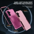 thumbnail image 3 of Compatible with Samsung Galaxy S25+ Case, Hybrid Heavy Duty Military Grade Full-Body Drop Shockproof Heavy Duty Dustproof 3-Layers Rugged Anti-Scratch Cover Wireless Charging, Pink, 3 of 7