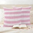 thumbnail image 3 of Pink Striped Outdoor Waterproof Pillow Covers, Farmhouse Vintage Stripes Decorative Square Throw Pillowcase Sofa Cushion Sham for Patio/Couch/Chair, 24"x24" 2 Pack, 3 of 8