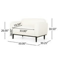 thumbnail image 3 of Noble House Chitwood Indoor Boucle Fabric Loveseat, White and Matte Black, 3 of 7