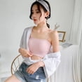 thumbnail image 2 of Seamless Spaghetti Strap Crop Tank Top Stretch Cami Bandeau Bralette, 2 of 7