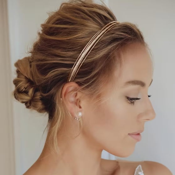 Elegant 6-in-1 Golden-Tone Metal Multi-Layer Headband - Chic Hair Accessory for Any Occasion