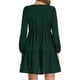 thumbnail image 2 of Vestidos de mujer Mangas largas Cuello en V Fluido Casual Babydoll Túnica Mini vestido corto XBTCLXEBCO Verde, Extra Grande, 2 of 3