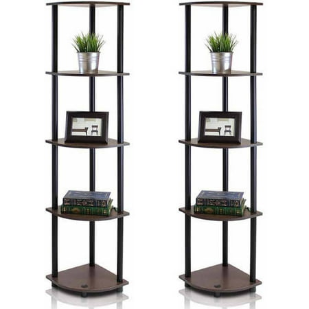Two Shelves Furinno 99811 Turn-N-Tube 5-Tier Corner Display Rack Multipurpose Shelving Unit, Set of 2, (Mix and Match) ()