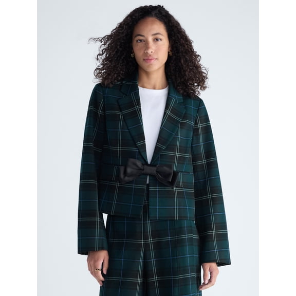 Free Assembly Women's Bow Front Cropped Blazer, Sizes XS-XXL