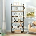 thumbnail image 4 of Greenstell 6-Tier Industrial Bookcase for Living Room, Bedroom, and Office, 24" Wide Storage Rack with Open Shelves,Rustic Brown, 4 of 7