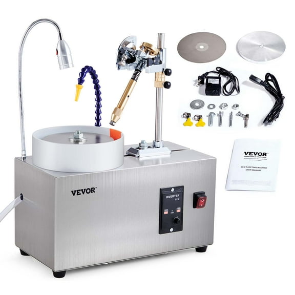 VEVOR Gem Faceting Machine, 180W Jade Grinding Polishing Machine 0-2980RPM Adjustable Rotating Speed, Rock Jewel Angle Polisher with Precise Mechanical Manipulator & Scale Gem Jade Stone Crystal