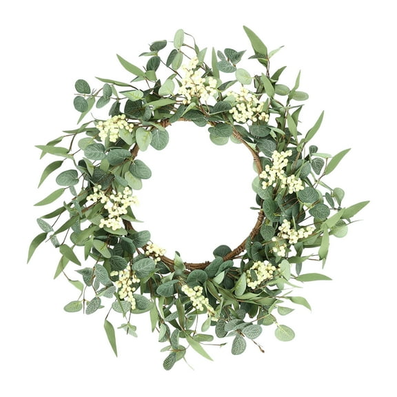 20'' Spring Wreaths for Front Door, Artificial Eucalyptus Wreath, Green Decor for Home, Farmhouse, Porch, Window