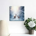 thumbnail image 3 of JEUXUS Christmas Canvas Wall Art Deer Elk in Forest Snowy Winter Oil Paintings on Canvas Wall Decor for Living Room Bedroom Bathroom Artwork Decorations Ready to Hang 16x16in, 3 of 4